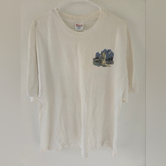 Vintage Global Impression T Shirt Hanes Mens Size XL Wolves howling at the moon - Picture 2 of 11
